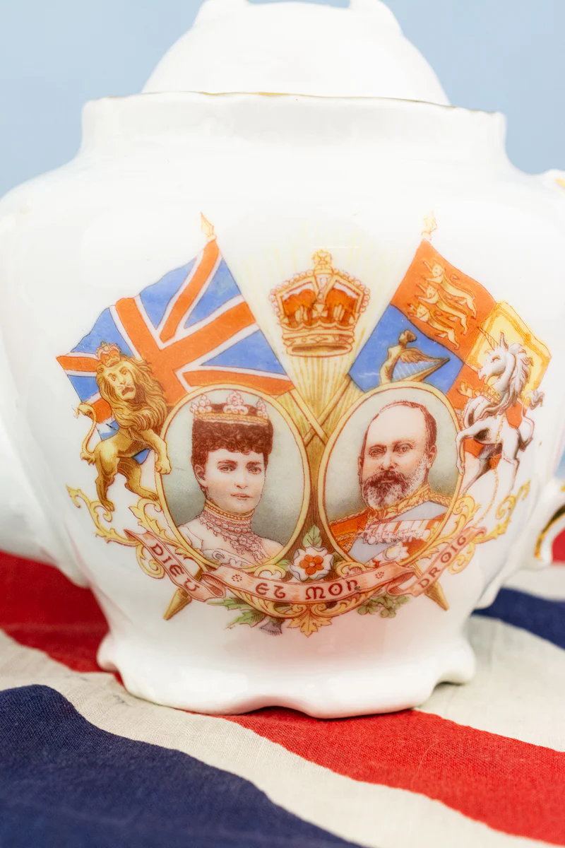 Antique Edward VII and Queen Alexandra 1902 Coronation Teapot - Image 3
