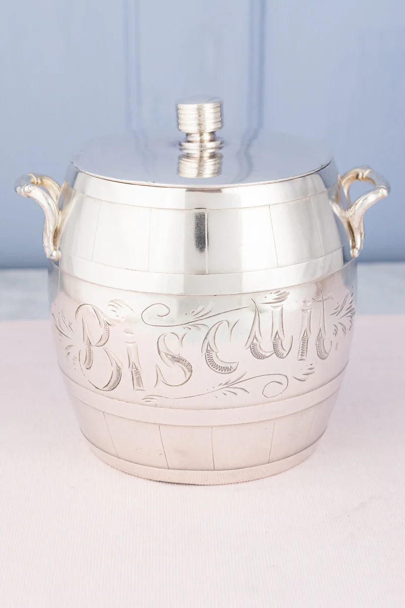 Antique Canadian Silverplate Biscuit Barrel - Image 3