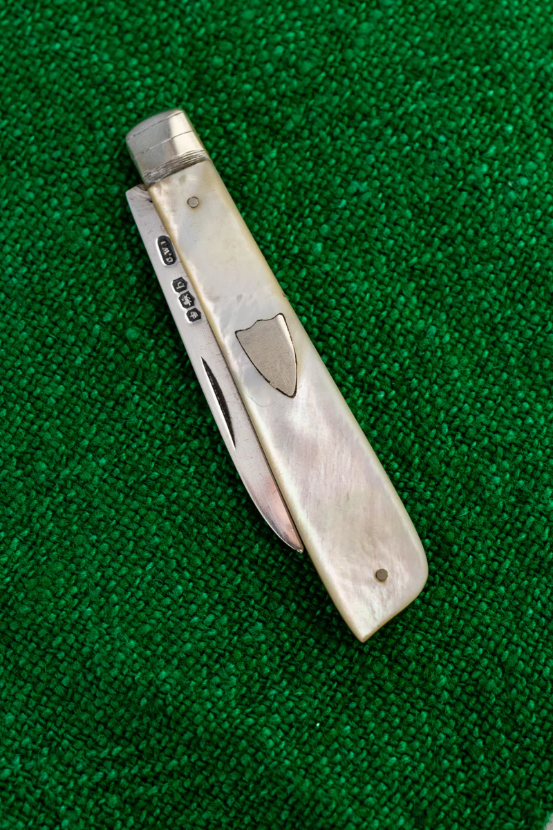 Antique English Sterling Silver and Mother of Pearl Pocket Knife - Image 11