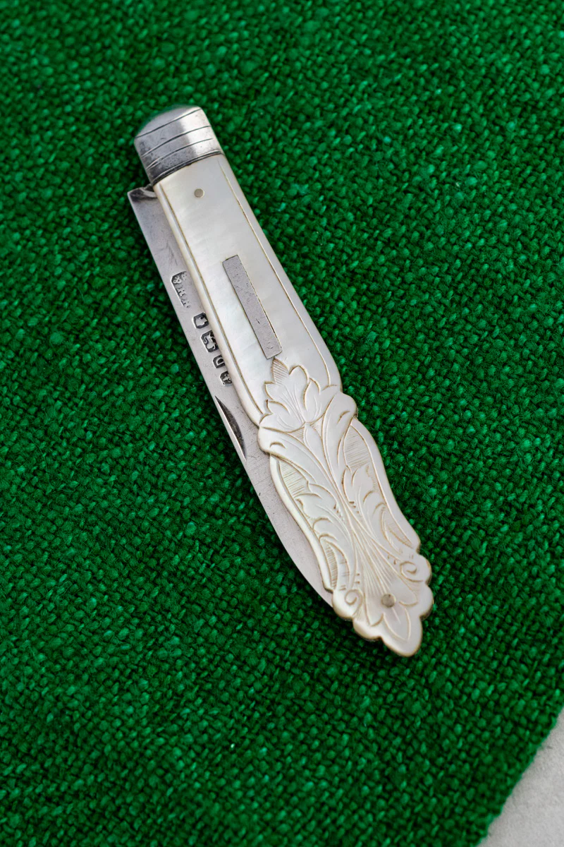Antique English Sterling Silver and Mother of Pearl Pocket Knife - Image 5