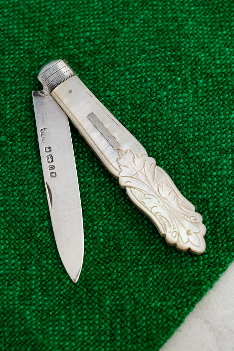 Antique English Sterling Silver and Mother of Pearl Pocket Knife - Image 7