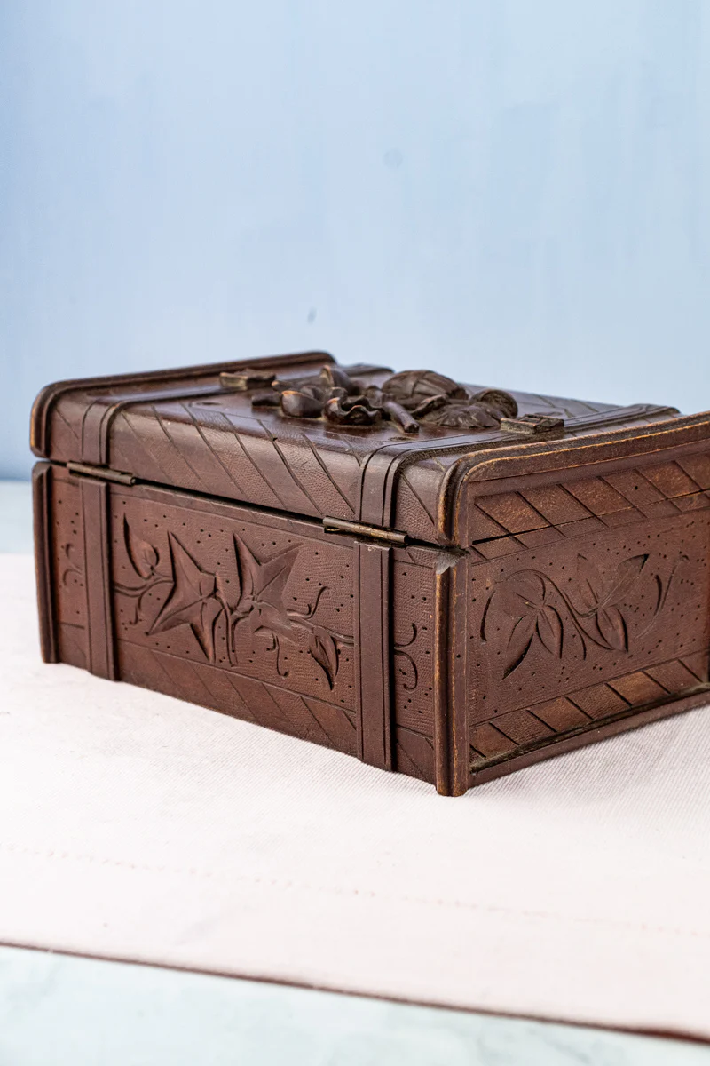 Antique French Carved Wooden Box - Image 10