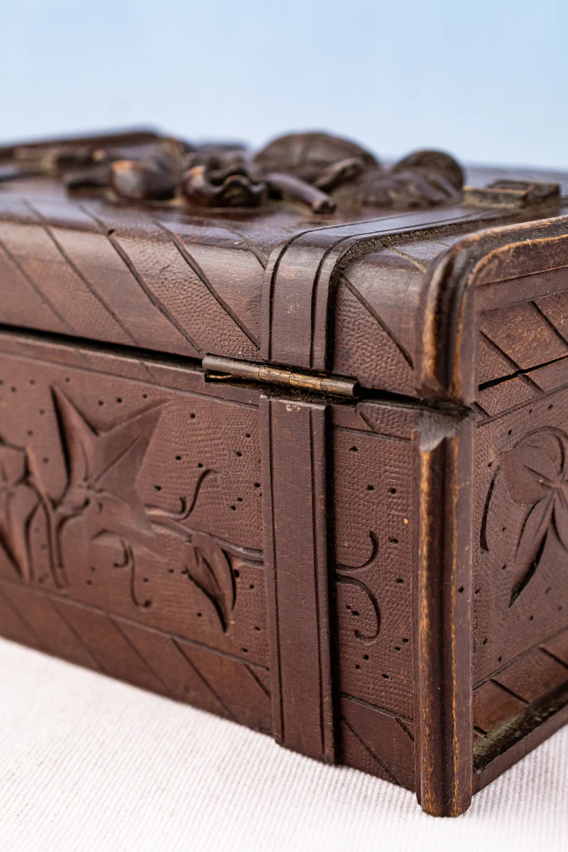Antique French Carved Wooden Box - Image 11