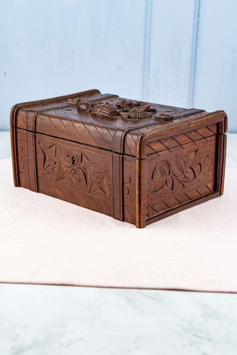 Antique French Carved Wooden Box - Image 3