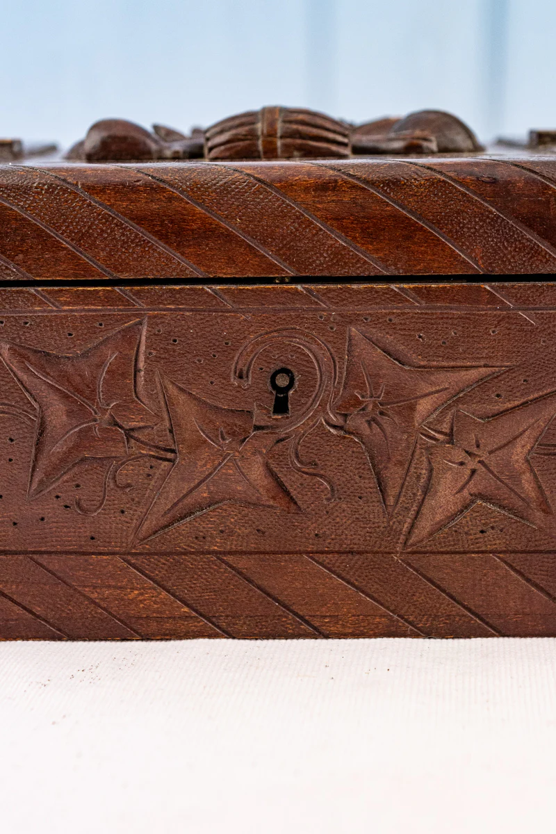 Antique French Carved Wooden Box - Image 5