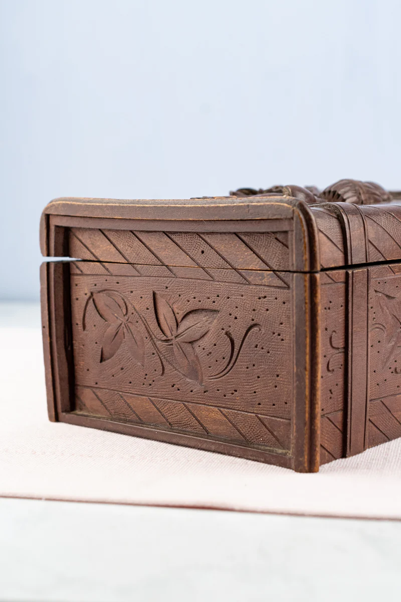 Antique French Carved Wooden Box - Image 9