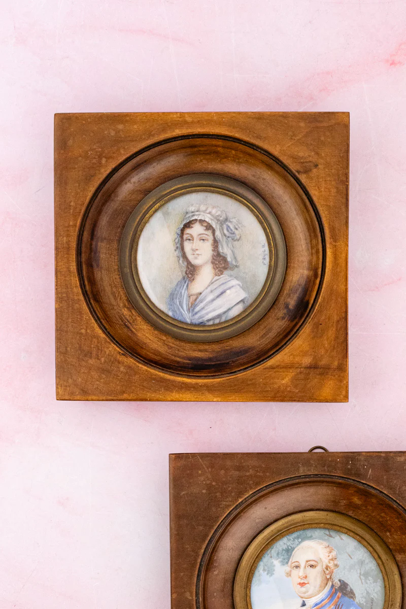 Antique French Framed Miniature Portraits - Image 3