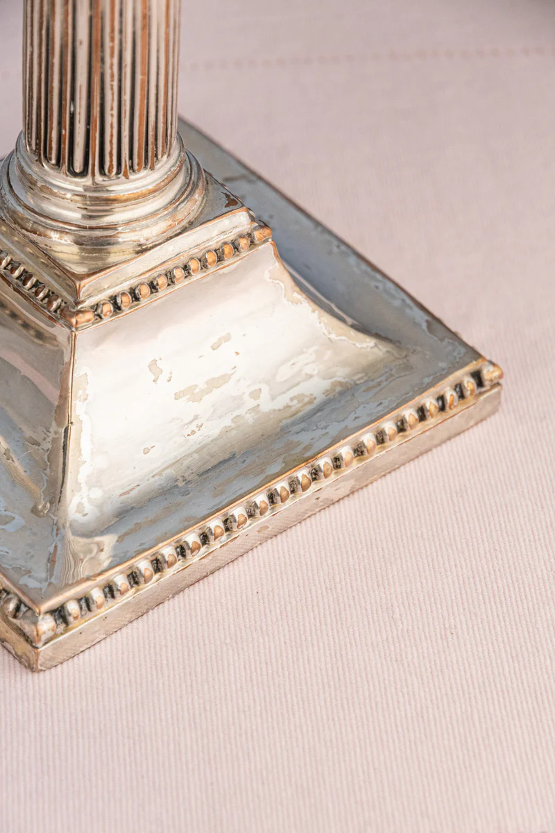 Antique Georgian Silverplate Candlesticks - Set of 2 - Image 5