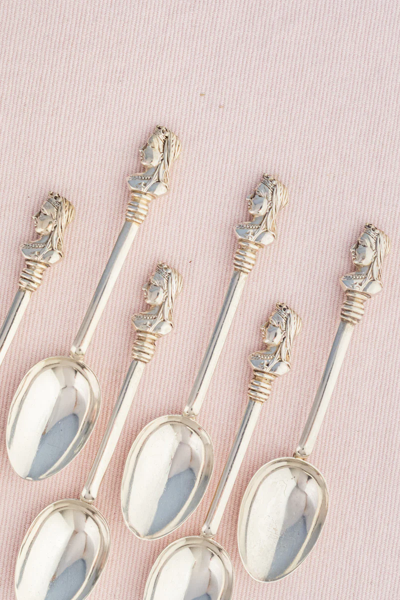 Antique Sterling Silver Queen Victoria Teaspoon - Set of 6 - Image 4