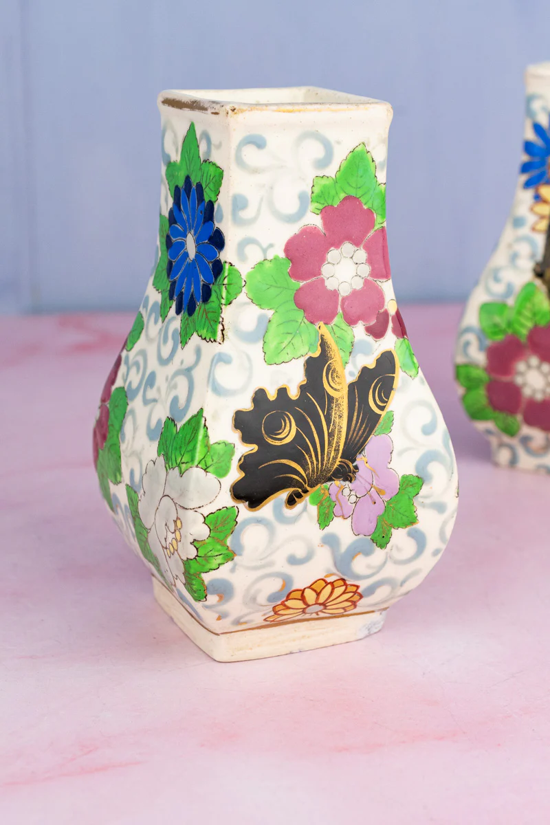 Antique French Butterfly Vase Pair - Image 4