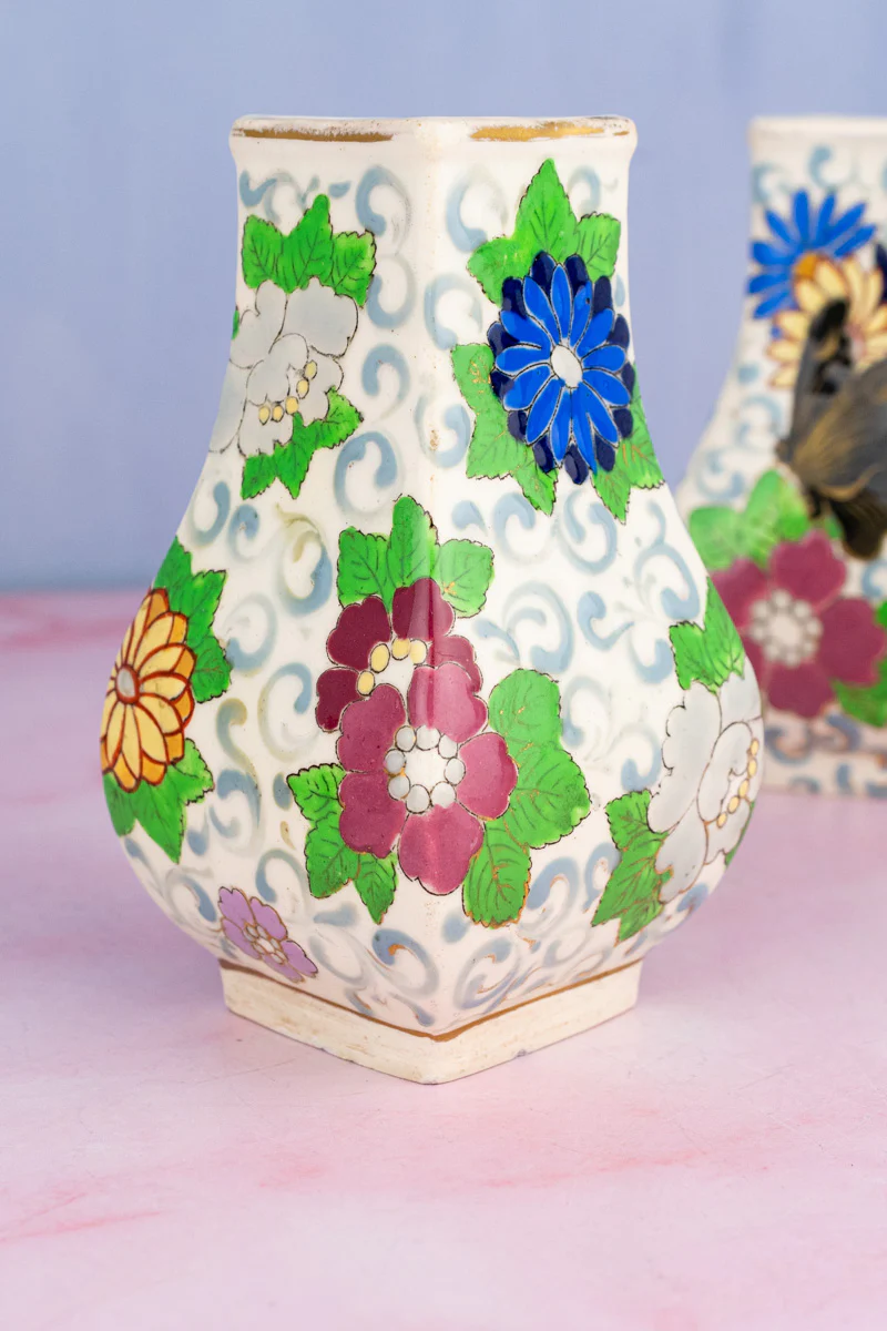 Antique French Butterfly Vase Pair - Image 5