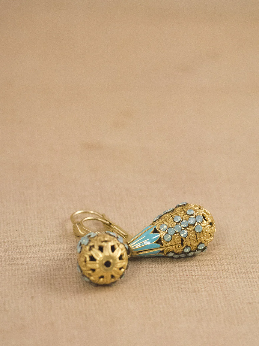 Blue Enamel Drop Earrings - Image 3
