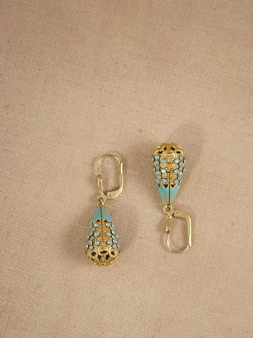 Blue Enamel Drop Earrings - Image 4