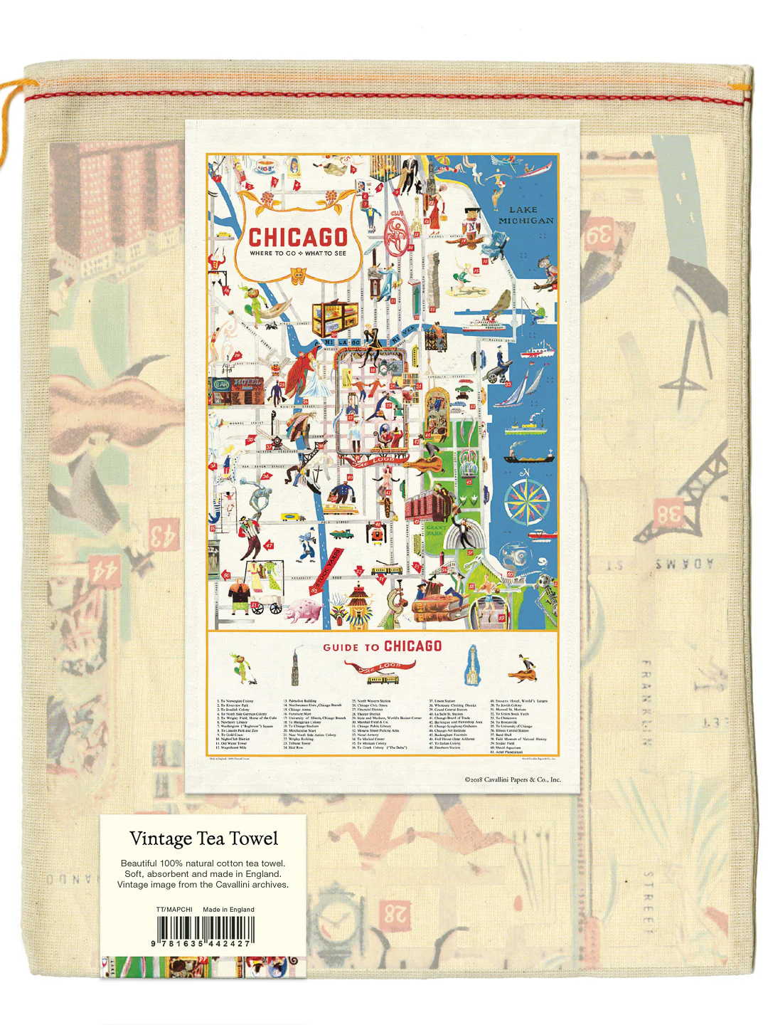 Chicago Map Tea Towel - Image 3