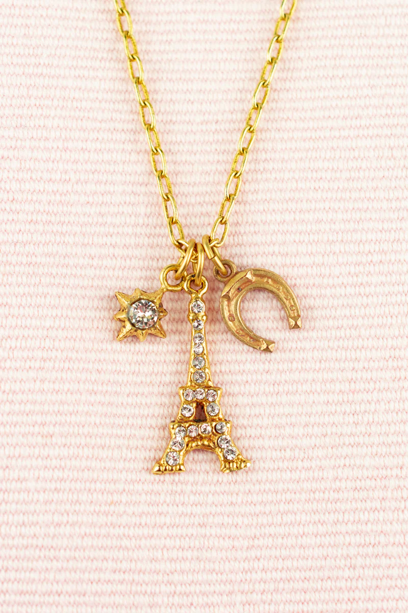 Golden Eiffel Tower Charm Necklace - Image 3