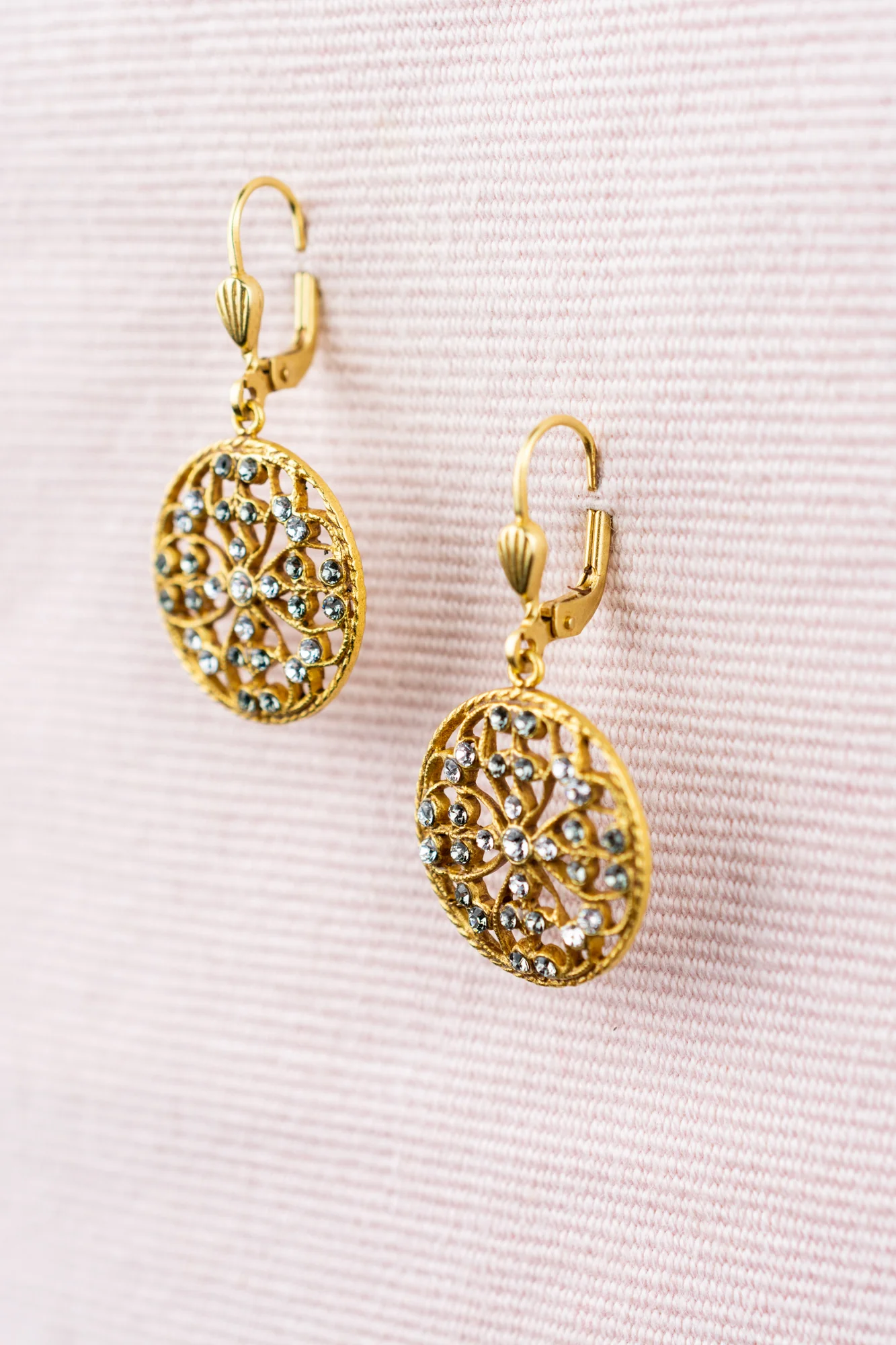 French Crystal Medallion Earrings - Image 3