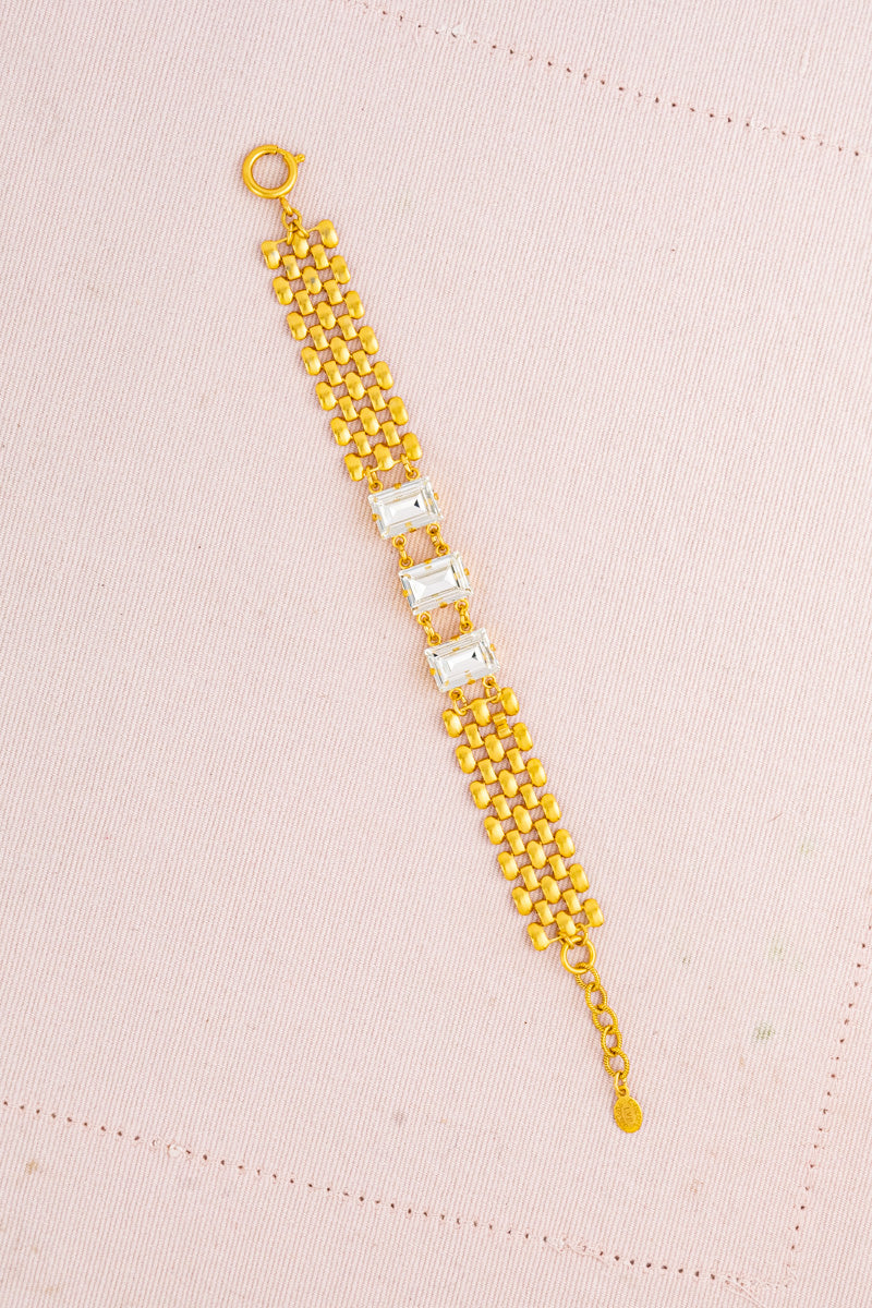 French Crystal Emerald Cut Cuff Bracelet - Image 3