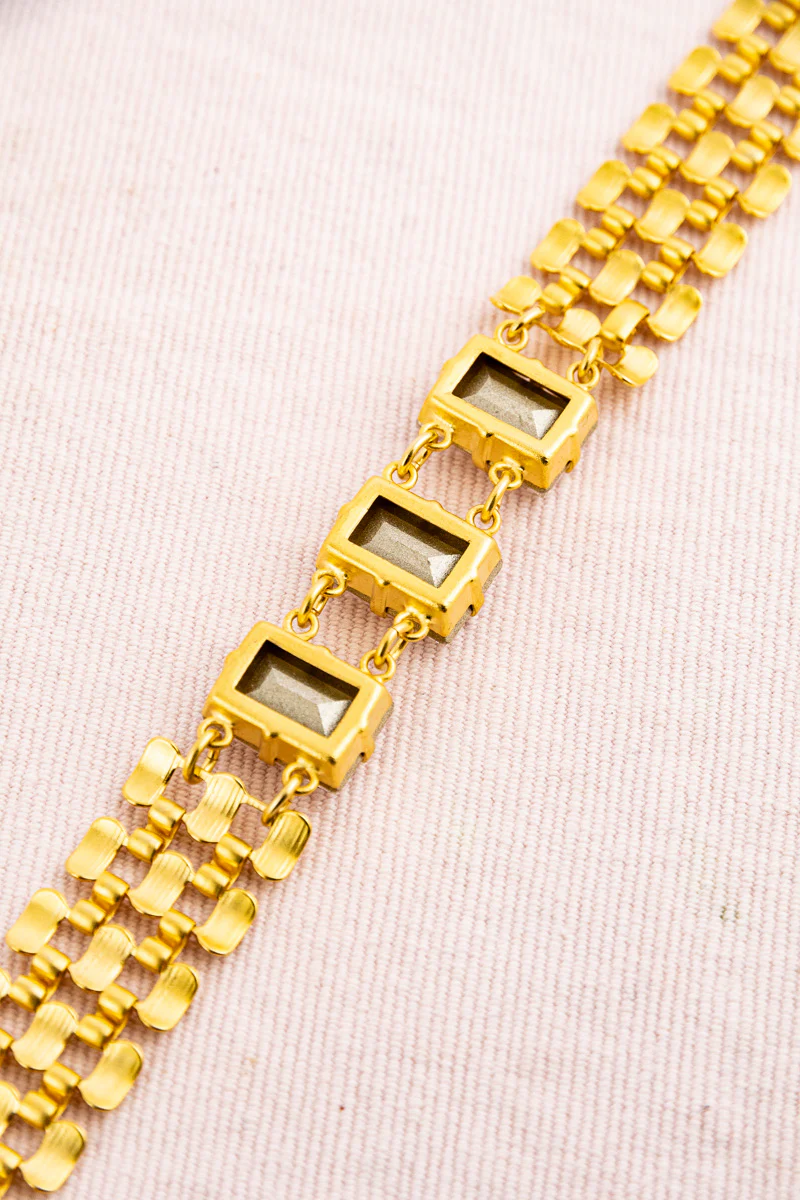 French Crystal Emerald Cut Cuff Bracelet - Image 4
