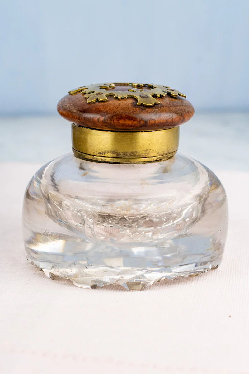 Georgian Burl Wood & Brass Ink Stand - Image 11
