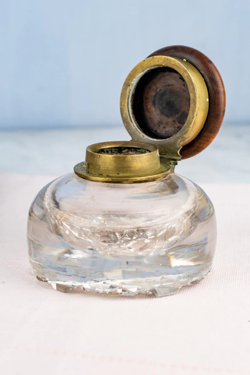 Georgian Burl Wood & Brass Ink Stand - Image 12