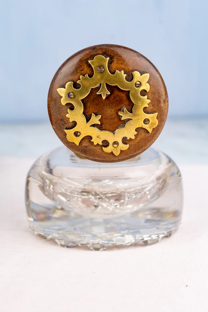 Georgian Burl Wood & Brass Ink Stand - Image 14