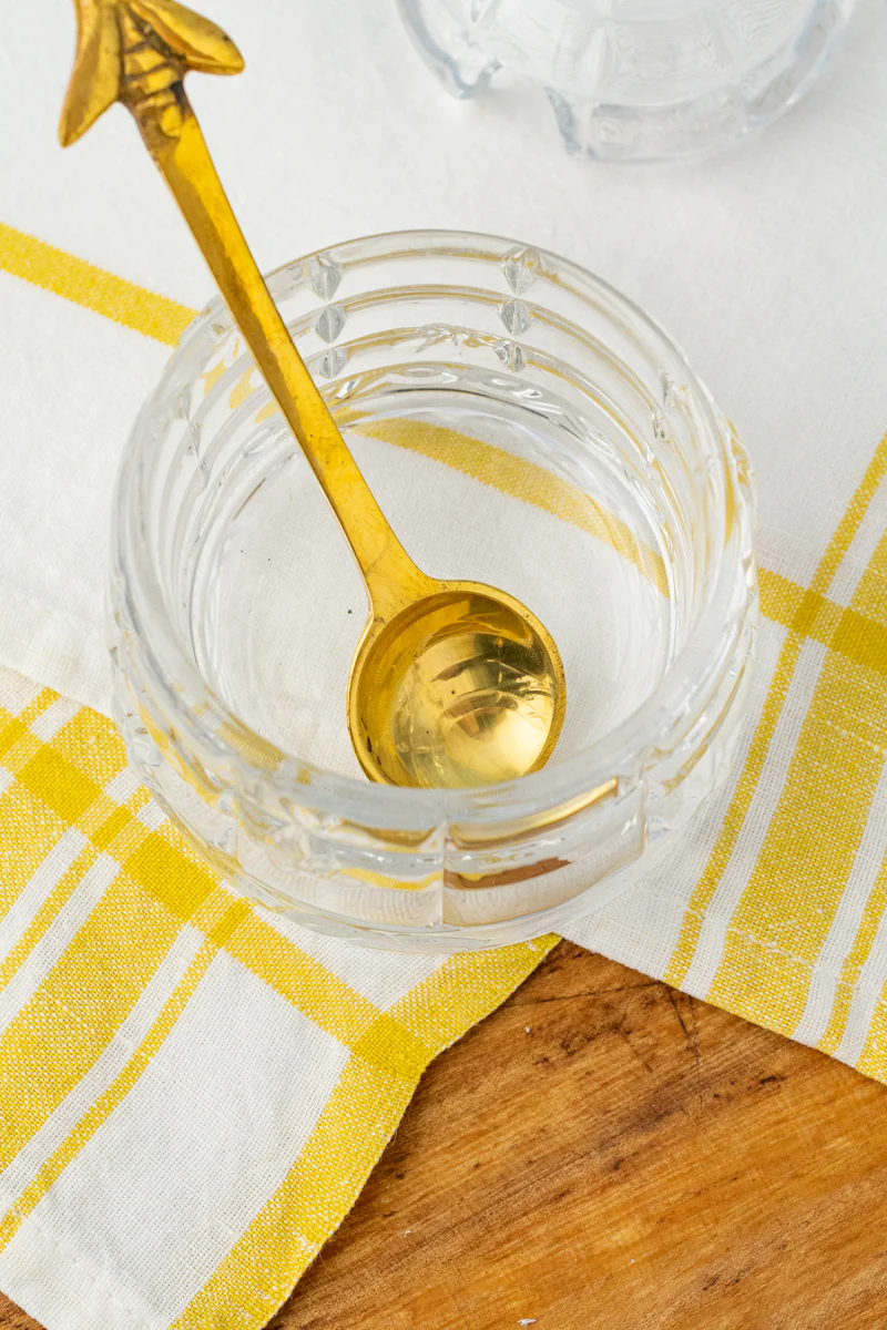 Glass Honey Pot with Golden Bee Spoon - Image 3
