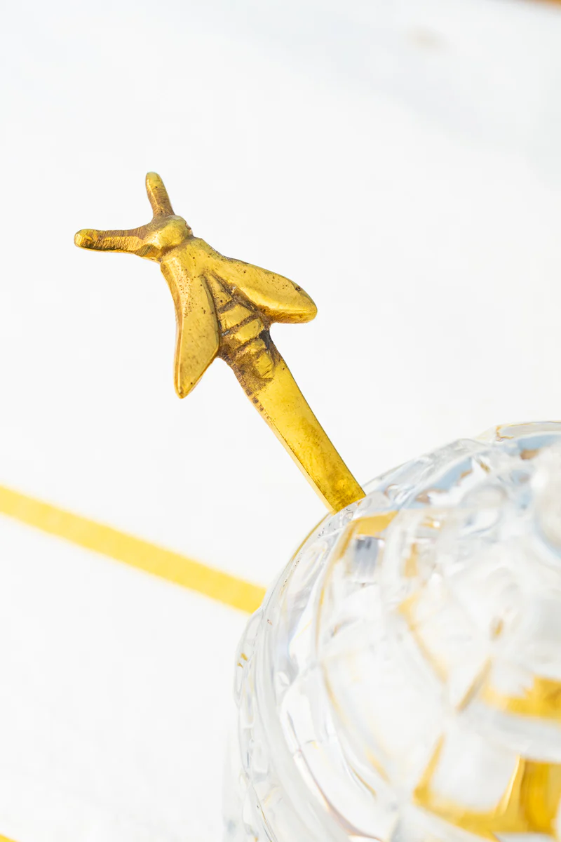 Glass Honey Pot with Golden Bee Spoon - Image 4