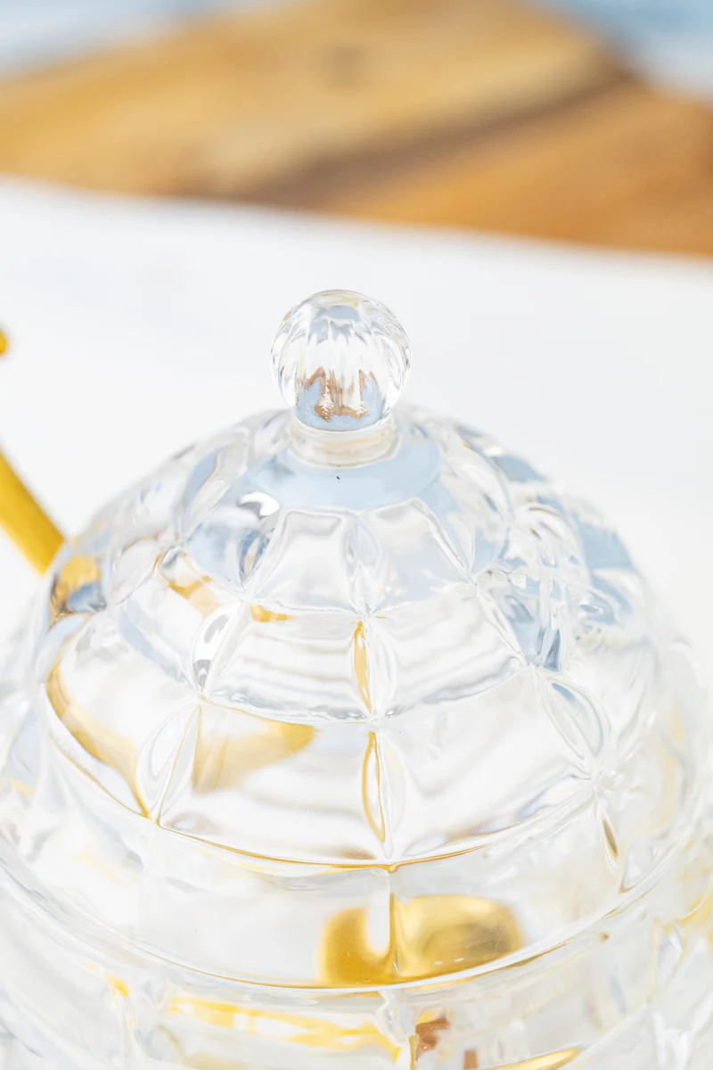 Glass Honey Pot with Golden Bee Spoon - Image 6