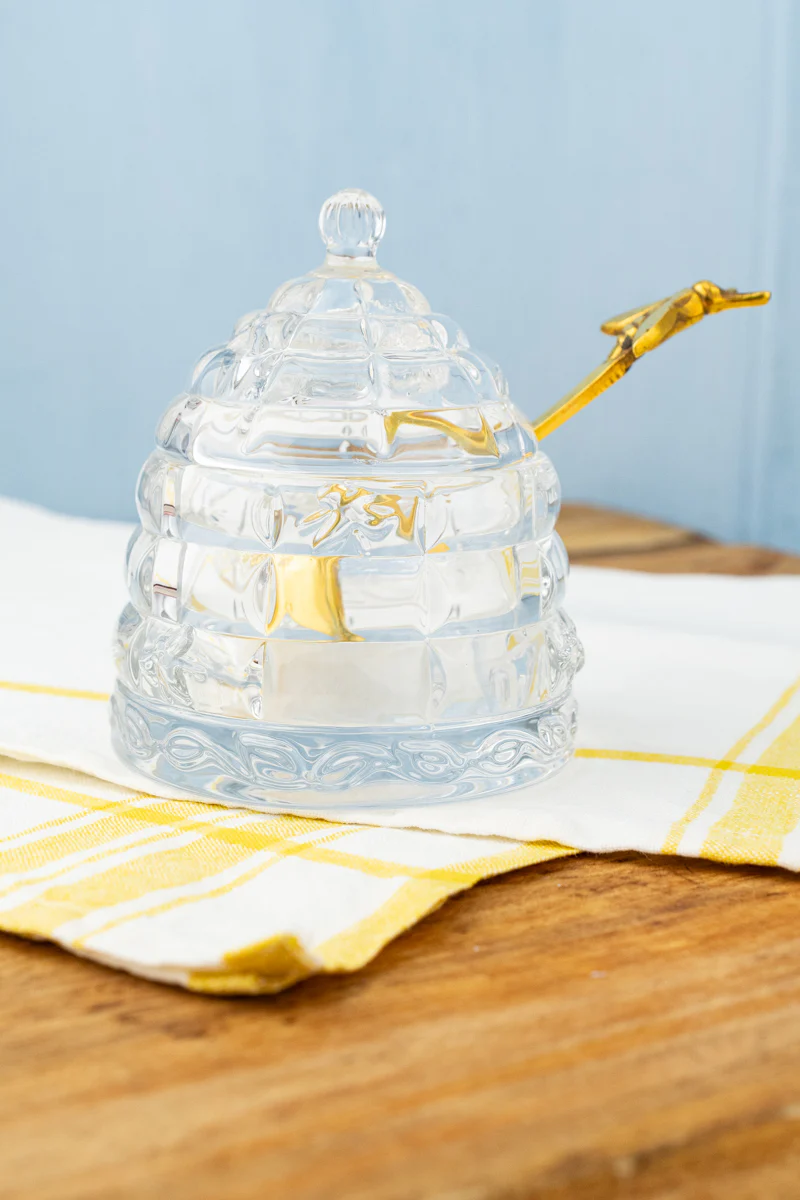 Glass Honey Pot with Golden Bee Spoon - Image 7