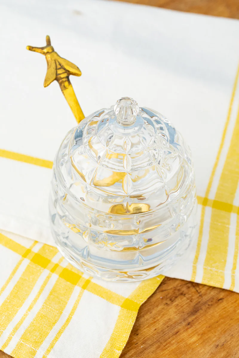 Glass Honey Pot with Golden Bee Spoon - Image 8