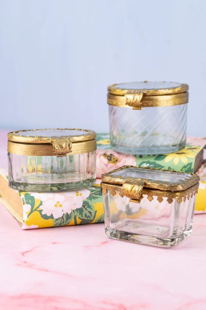 Petite Brass & Beveled Glass Box - Image 3