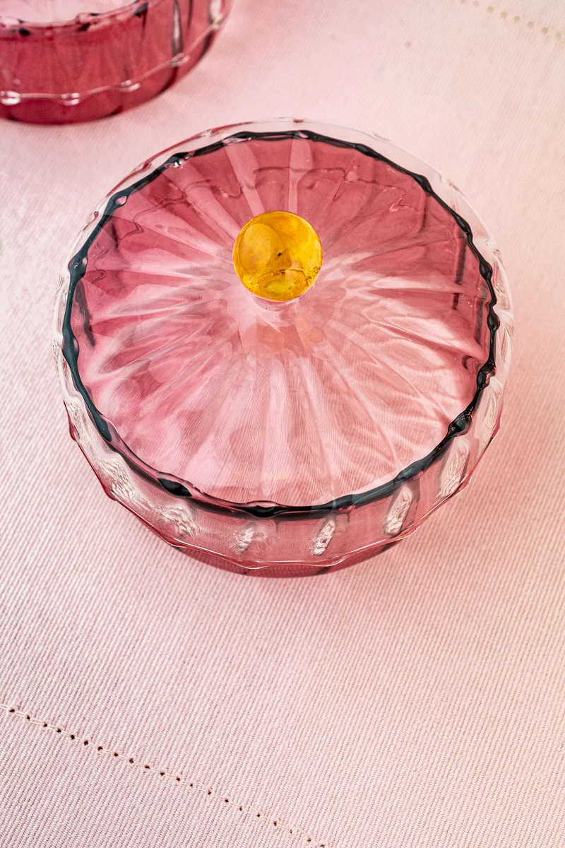Pink Glass Jar with Lid - Image 3
