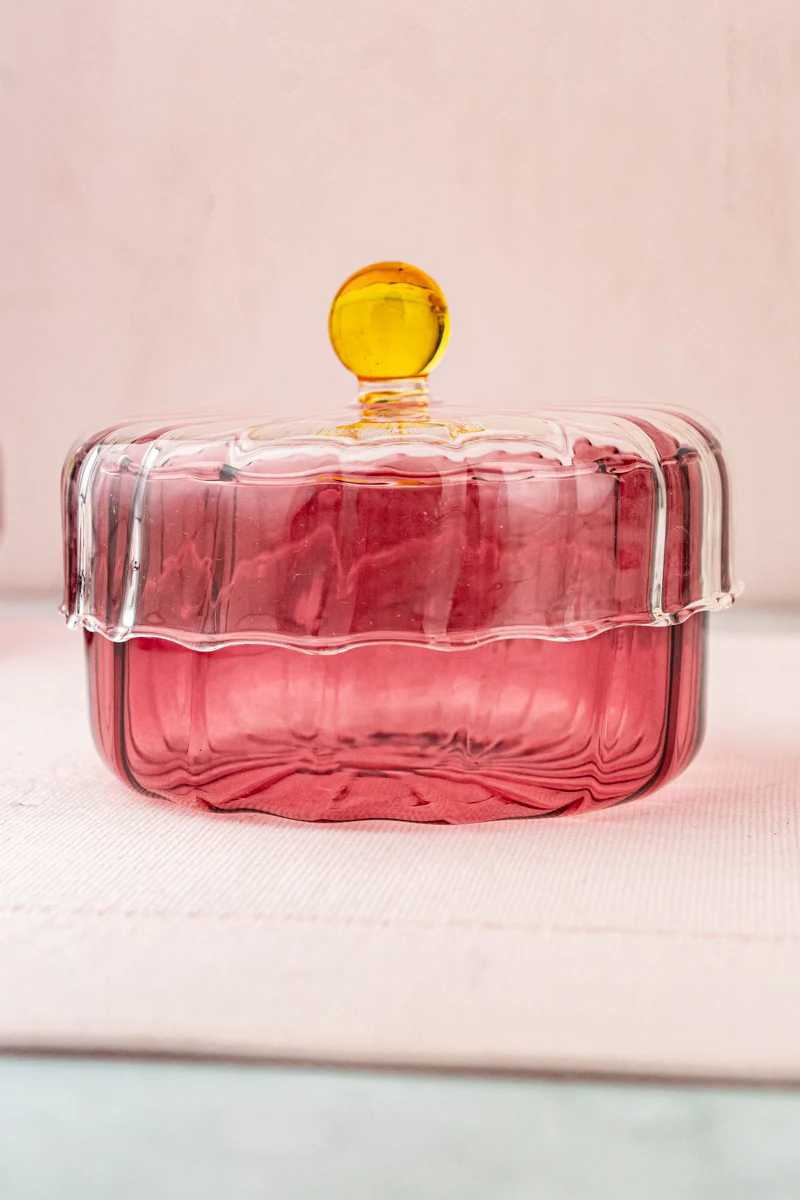 Pink Glass Jar with Lid - Image 4