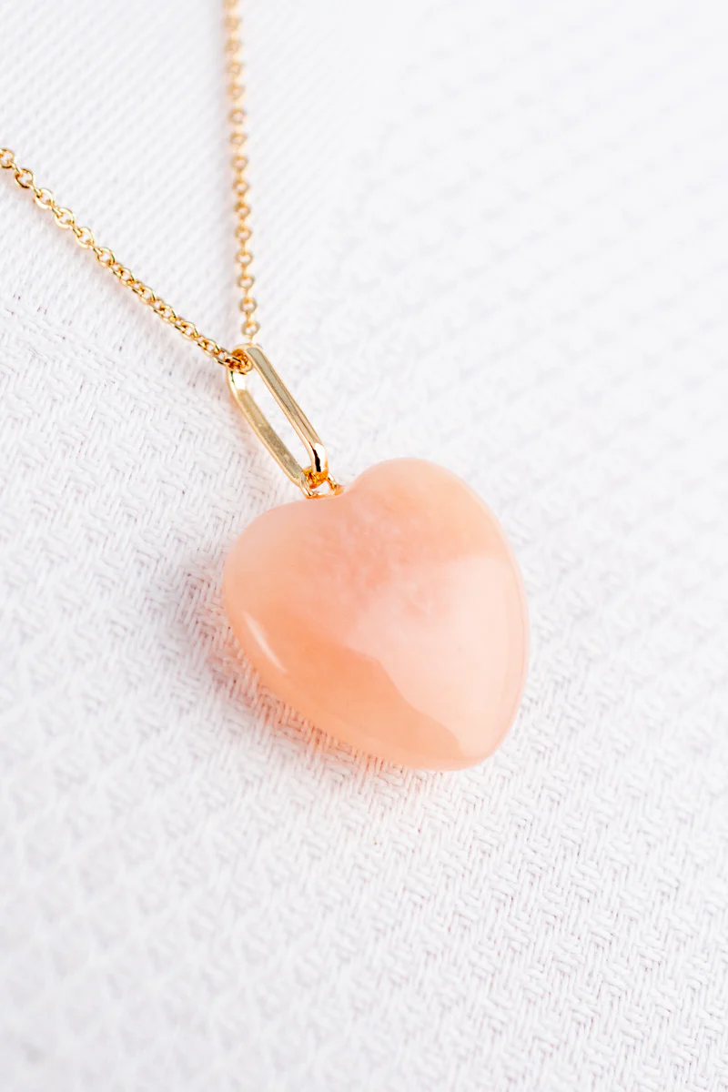 Pink Opal Heart Necklace - Image 3
