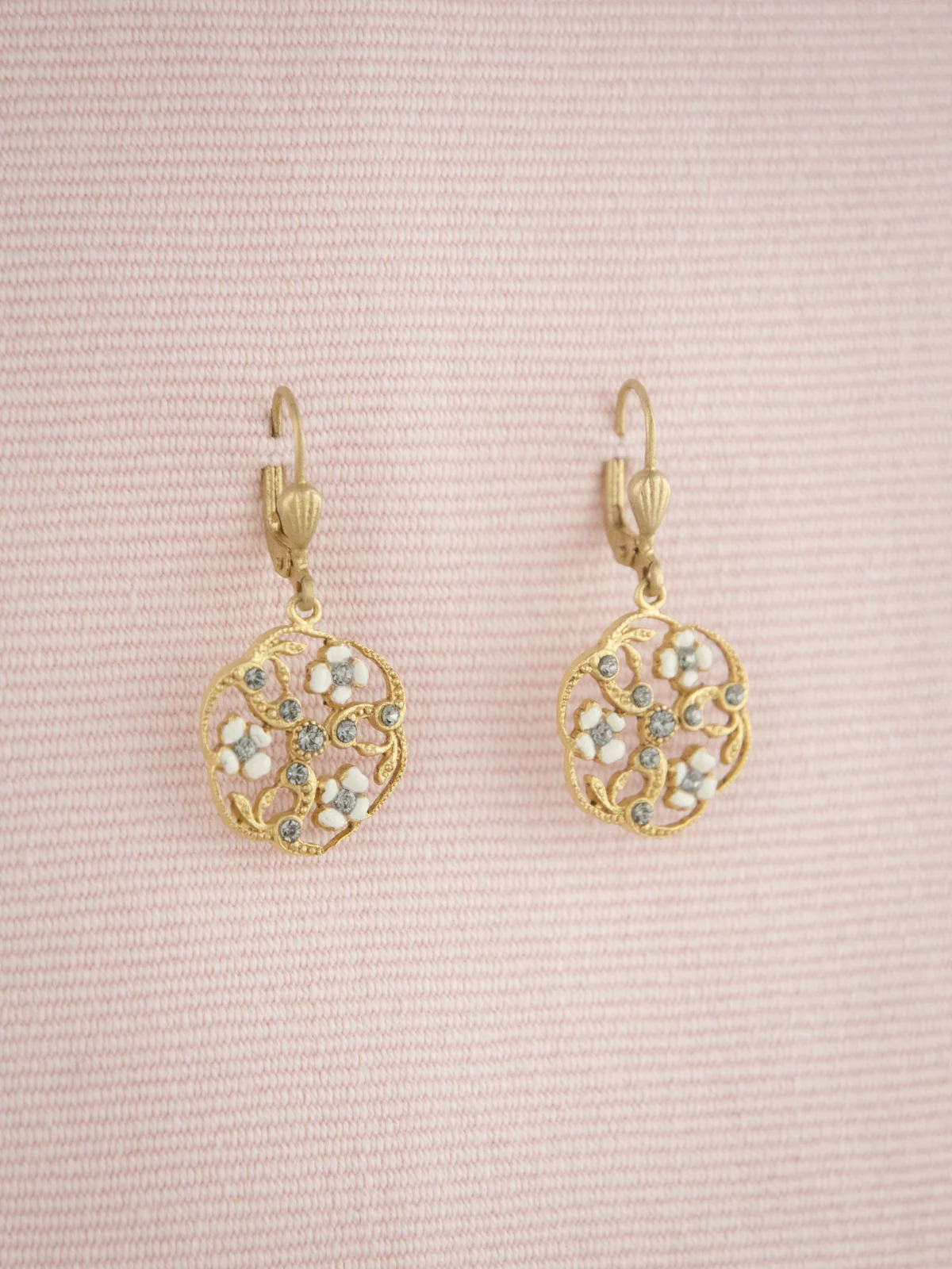Round Floral Enamel Earrings - Image 3