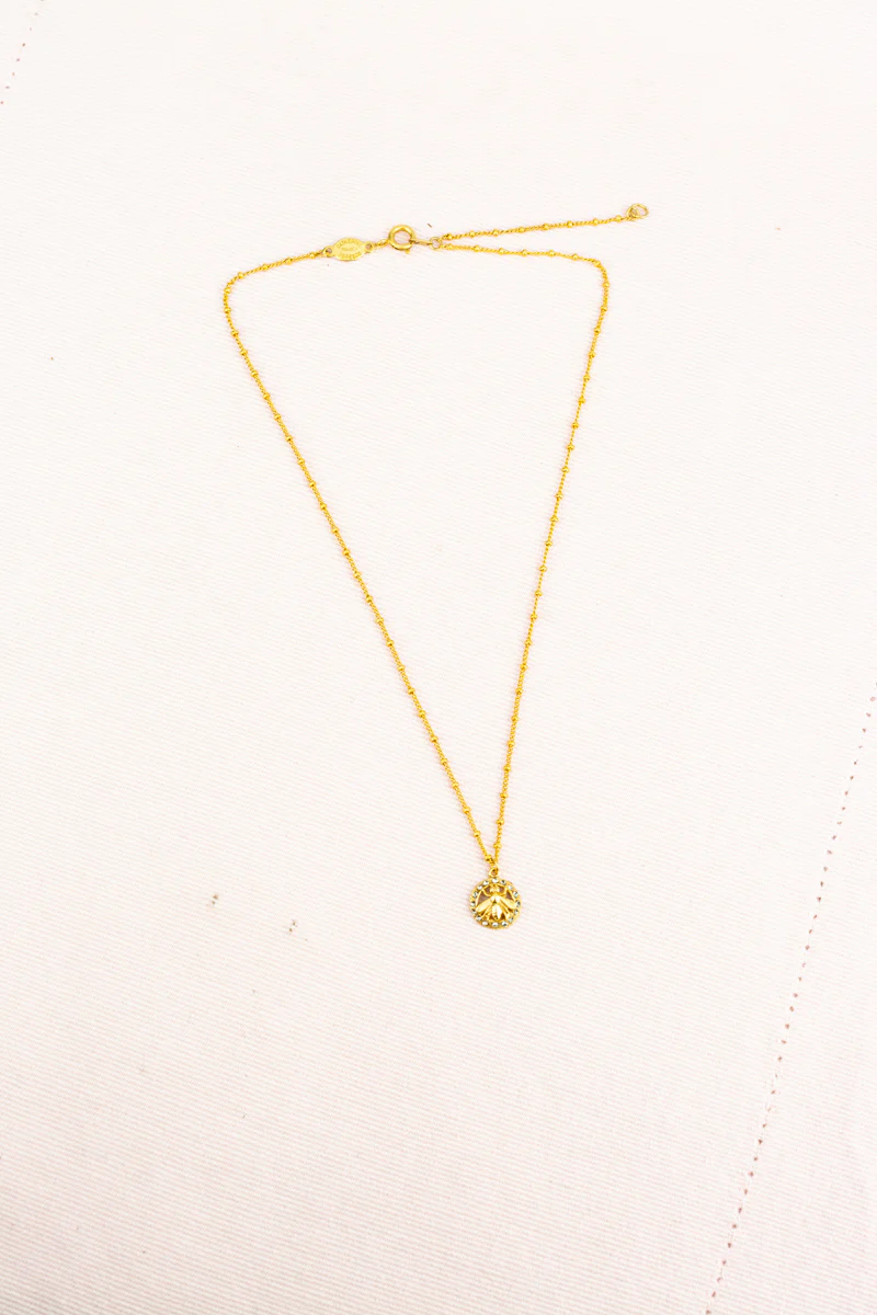 French Rhinestone Bee Necklace - Image 3