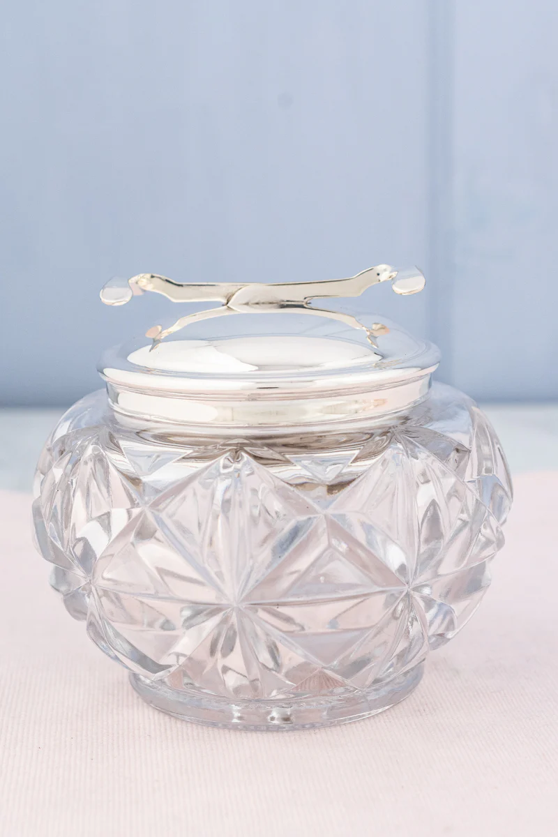 Vintage Glass and Silverplate Sugar Bowl - Image 4