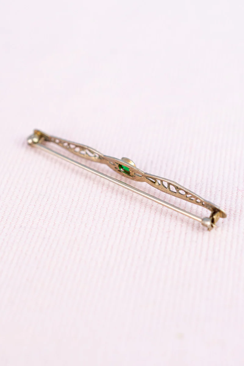 Antique American White Gold Filigree Pin - Image 5