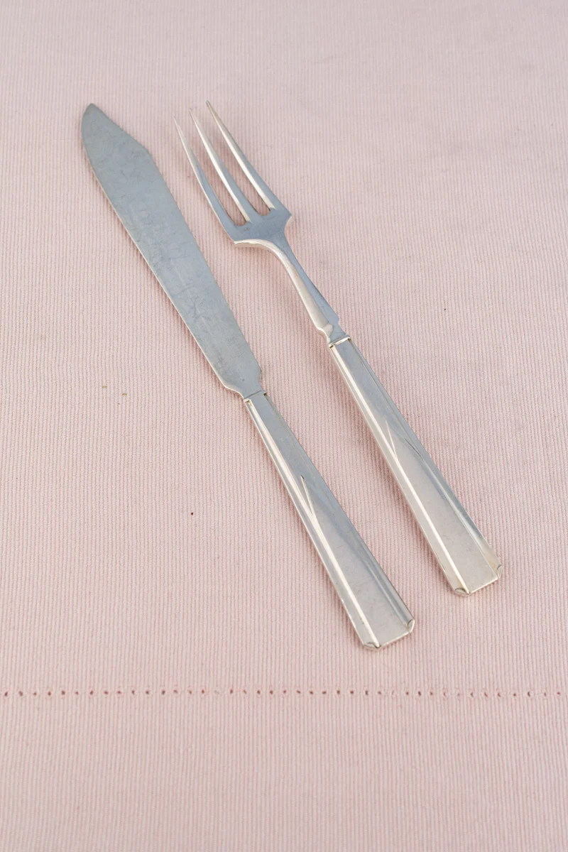 Vintage Silverplate Cunard White Star Line Fork & Knife Set - Image 3